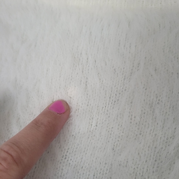 ASOS Women's 6 Ivory White Long Sleeve Blouse Mockneck Eyelash Soft Sweater Crop - Picture 6 of 8